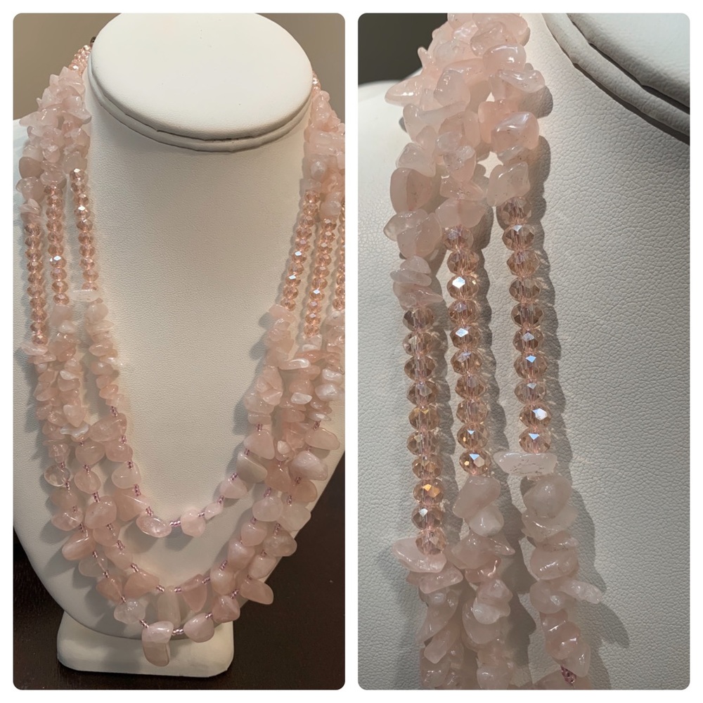 NWT GALILEA ROSE QUARTZ NECKLACE 468 CARATS!!!